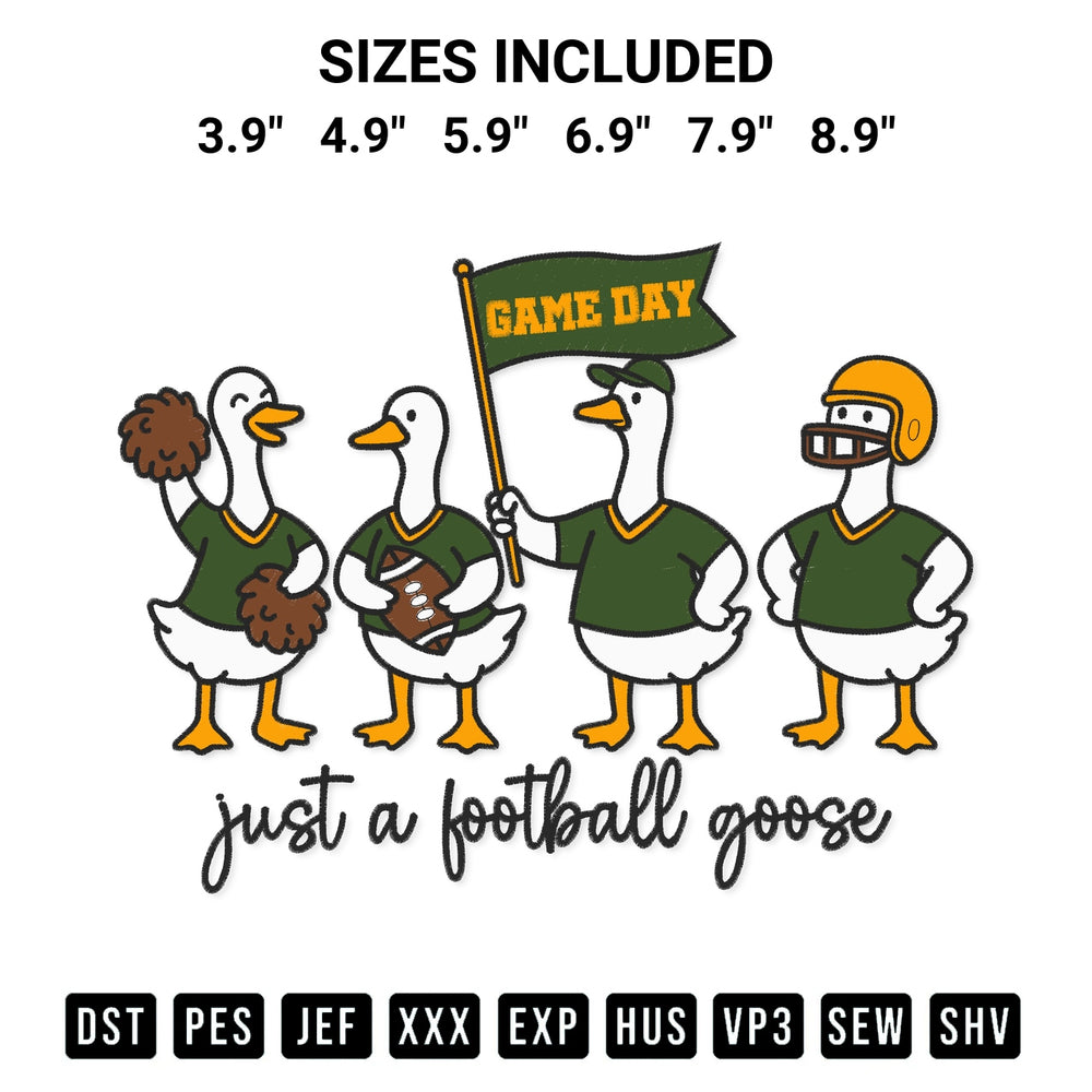 Looking for the perfect pattern? Download the Just A Horror Goose Game Day Embroidery Design embroidery design today at Designspacks.com. Crisp, clean stitching guaranteed. Available sizes: 3.9", 4.9", 5.9", 6.9", 7.9", 8.9".