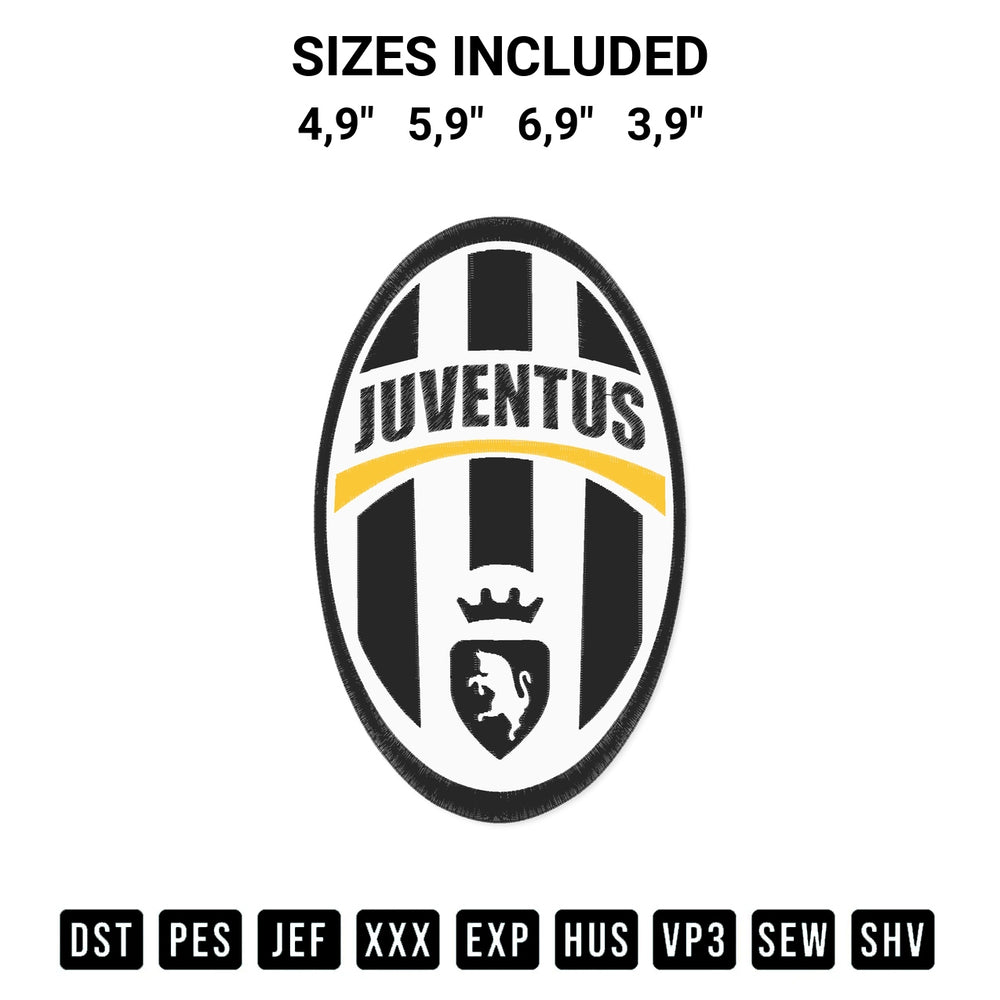 Shop the Juventus Fc Turin Embroidery Design machine embroidery pattern at Designspacks.com. Beautifully digitized for flawless stitching on any fabric. Available sizes: 4,9", 5,9", 6,9", 3,9".