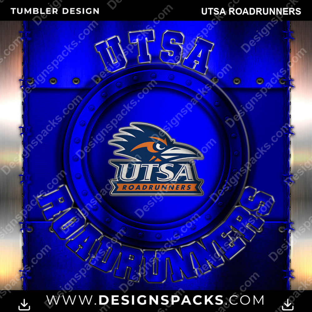 College Sport Metal UTSA Roadrunners NCAA College Sport Tumbler Digital Wrap Design Download