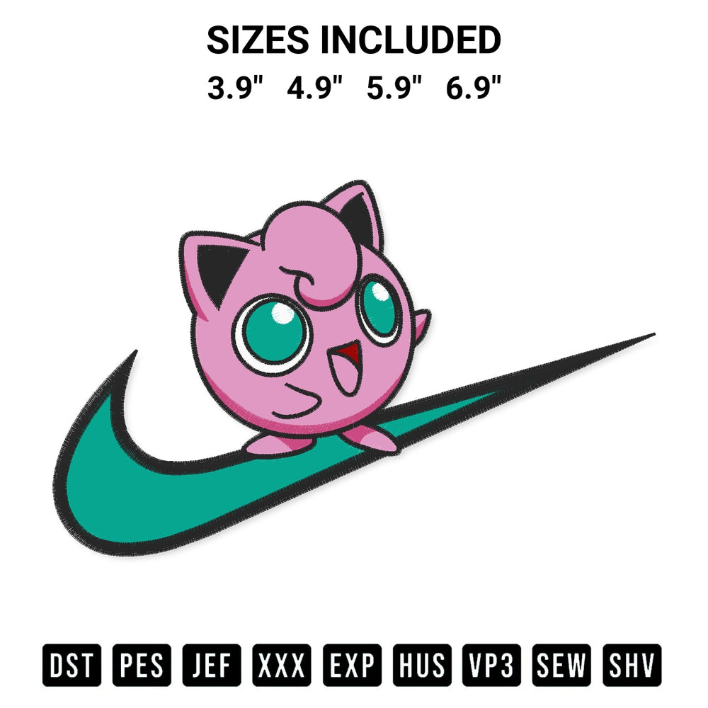 Get the Swoosh Jigglypuff Embroidery Design embroidery design for your custom crafts! Premium digitized files available for instant download at Designspacks.com. Available sizes: 3.9", 4.9", 5.9", 6.9".