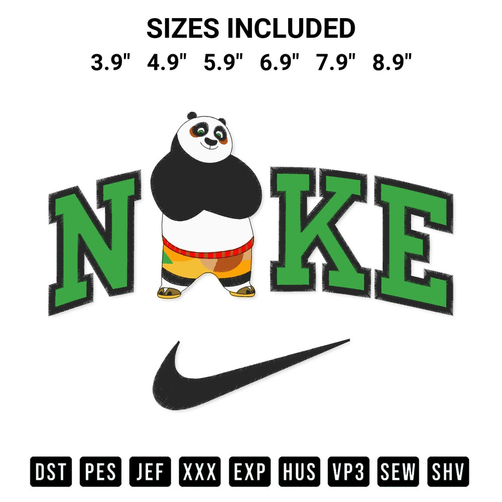 Get the Legendary Panda Nike Embroidery Design embroidery design for your custom crafts! Premium digitized files available for instant download at Designspacks.com. Available sizes: 3.9", 4.9", 5.9", 6.9", 7.9", 8.9".