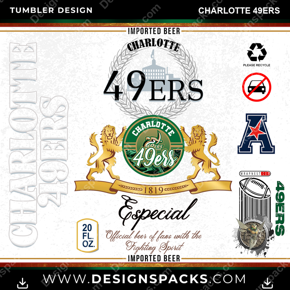 College Sport Modelo Charlotte 49ers NCAA College Sport Tumbler Digital Wrap Design Download