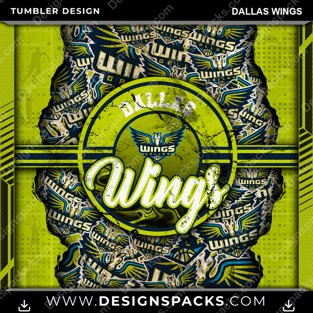 Basketball Ripped Dallas Wings Tumbler Digital Wrap Design