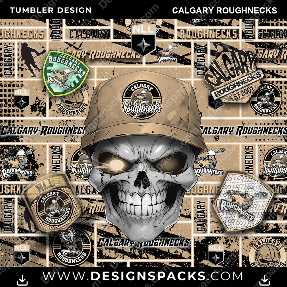Lacrosse Skull Calgary Roughnecks Tumbler Digital Wrap Design