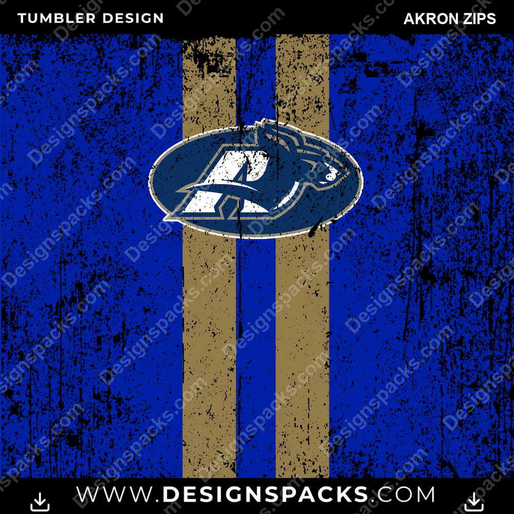 College Sport Grunge Style Akron Zips NCAA College Sport Tumbler Digital Wrap Design Download