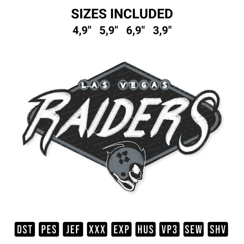 Looking for the perfect pattern? Download the Las Vegar Raiders Logo Embroidery Design embroidery design today at Designspacks.com. Crisp, clean stitching guaranteed. Available sizes: 4,9", 5,9", 6,9", 3,9".