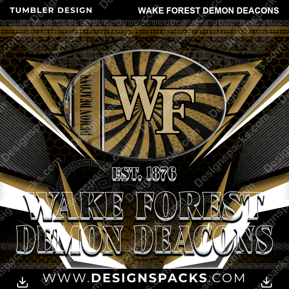 College Sport Tribal Wake Forest Demon Deacons NCAA College Sport Tumbler Digital Wrap Design Download