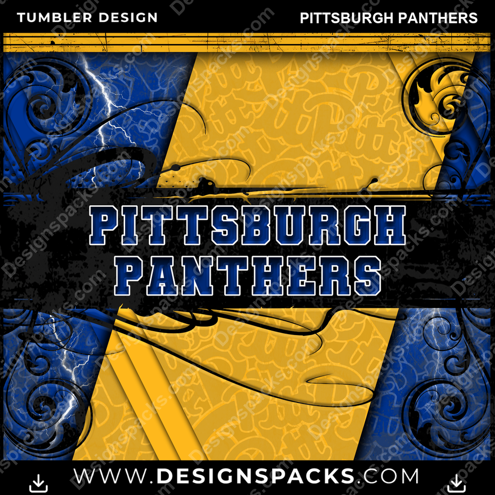 College Sport Elegant Pittsburgh Panthers Tumbler Digital Wrap Design