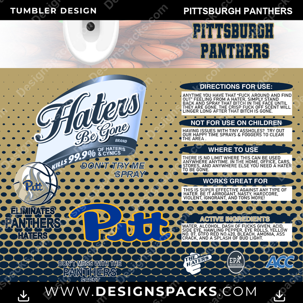 College Sport Hates Be Gone (MBB) Pittsburgh Panthers NCAA College Sport Tumbler Digital Wrap Design Download