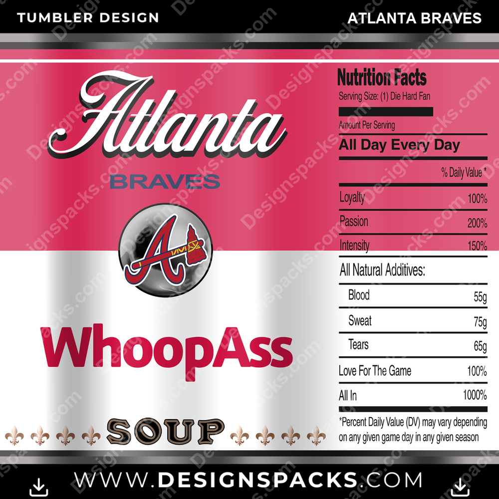 Baseball Soup Can Atlanta Braves Tumbler Digital Wrap Design