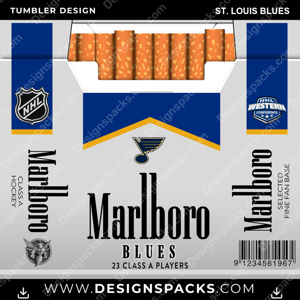 Ice Hockey Marlboro St. Louis Blues Tumbler Digital Wrap Design