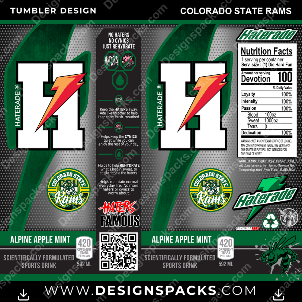 College Sport Haterade Colorado State Rams NCAA College Sport Tumbler Digital Wrap Design Download