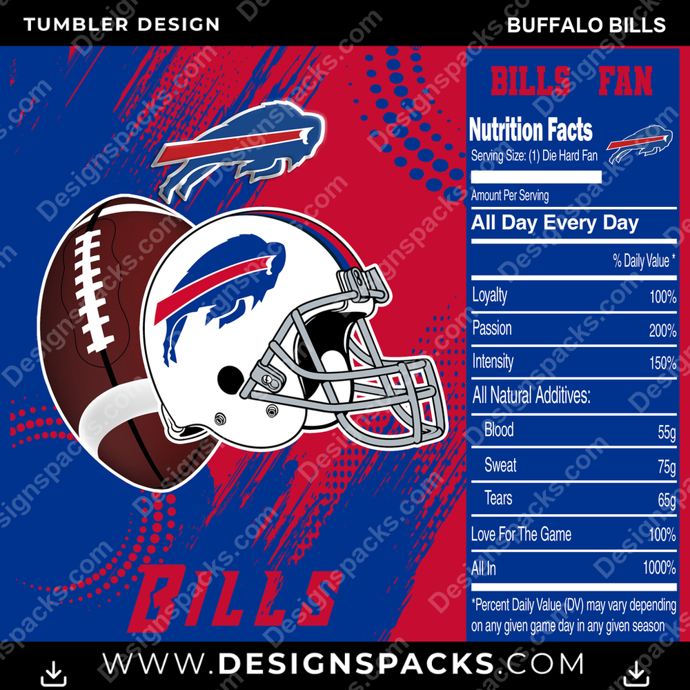 Football Team Fan Buffalo Bills Tumbler Digital Wrap Design