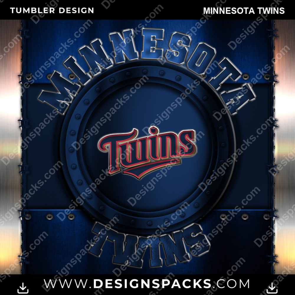 Baseball Metal Minnesota Twins Tumbler Digital Wrap Design
