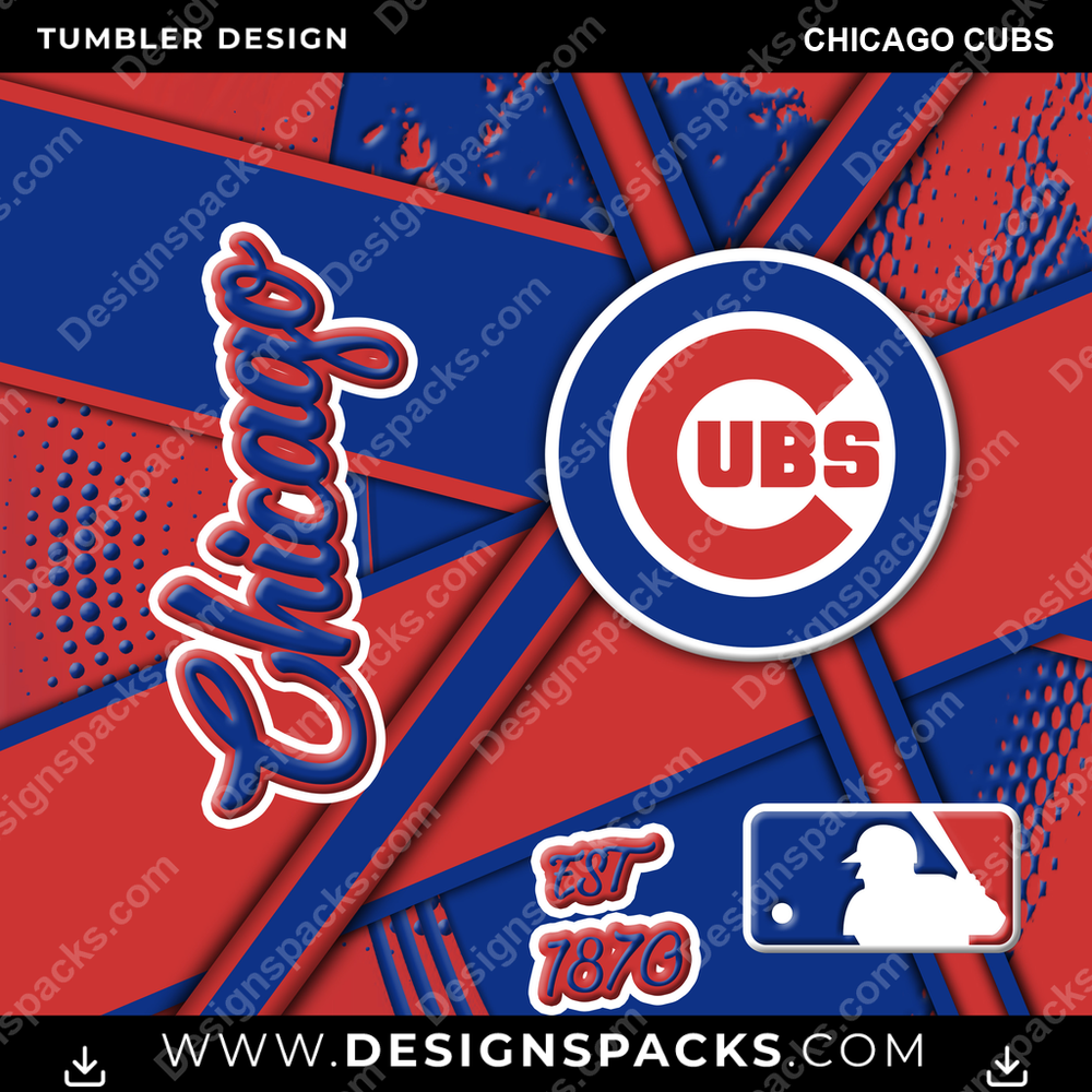 Baseball Team Sport Chicago Cubs Tumbler Digital Wrap Design