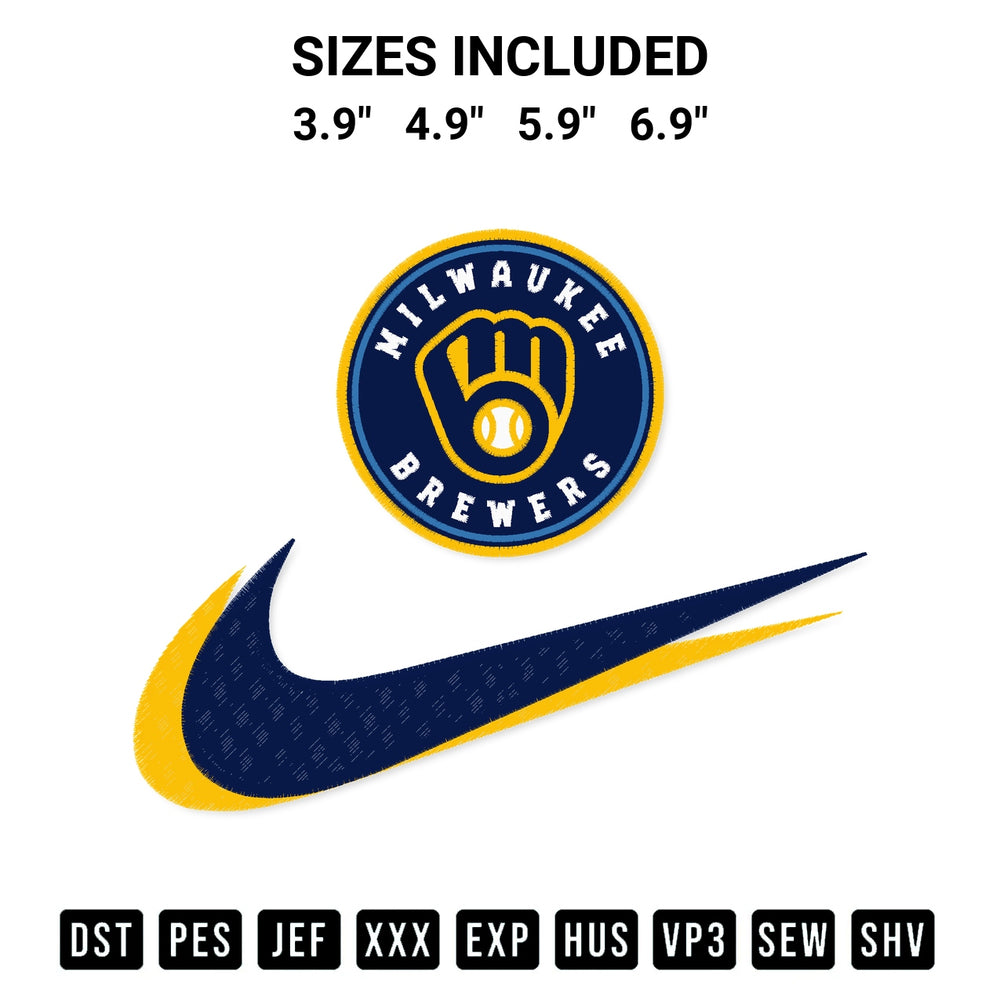 Elevate your next project with our Milwaukee Brewers Swoosh Embroidery Design embroidery file. Shop high-quality digital patterns instantly at Designspacks.com. Available sizes: 3.9", 4.9", 5.9", 6.9".