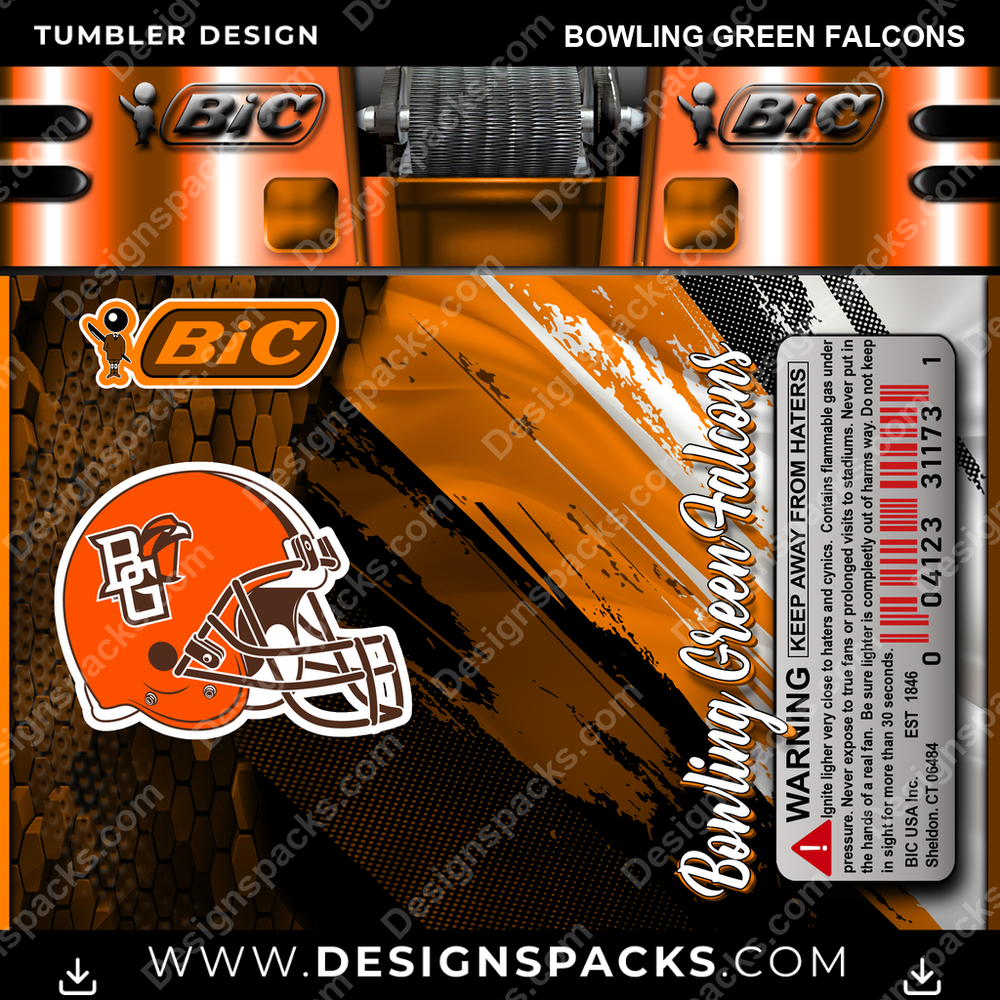 College Sport BIC Lighter Bowling Green Falcons NCAA College Sport Tumbler Digital Wrap Design Download
