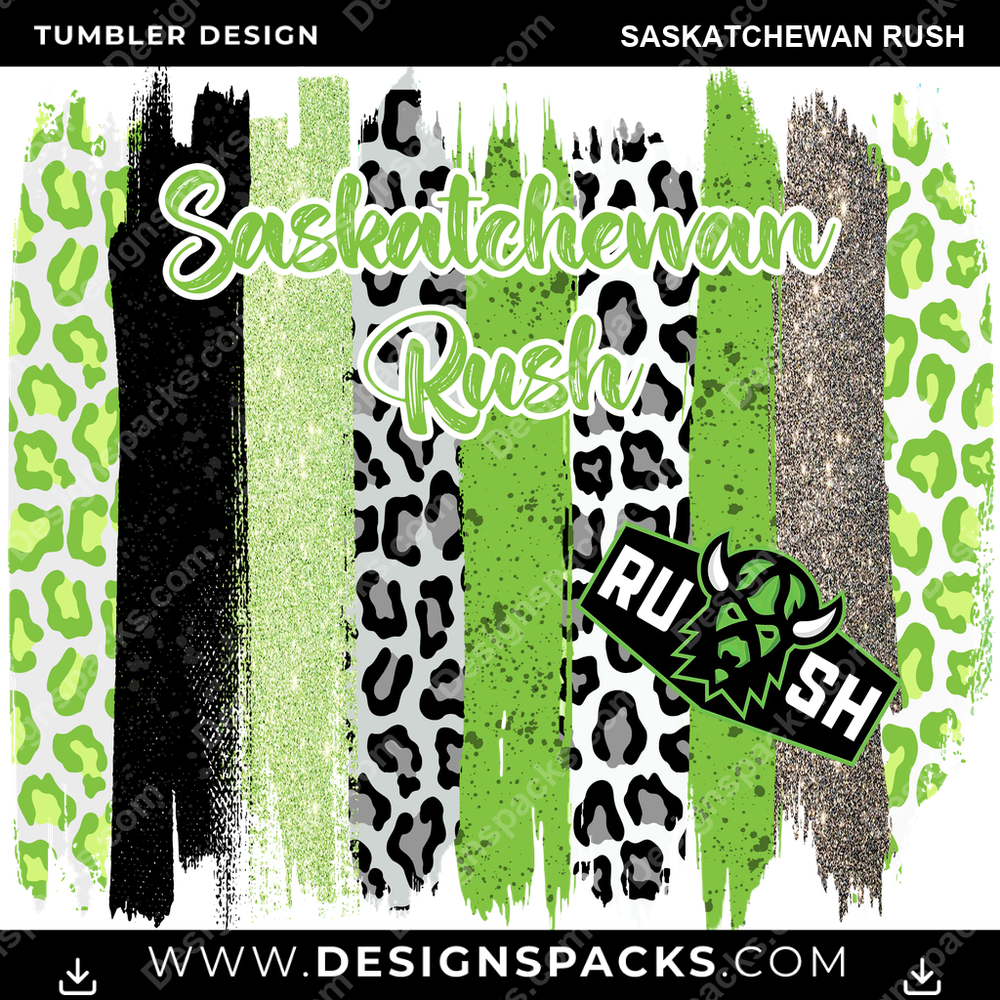 Lacrosse Brush Strokes Saskatchewan Rush Tumbler Digital Wrap Design