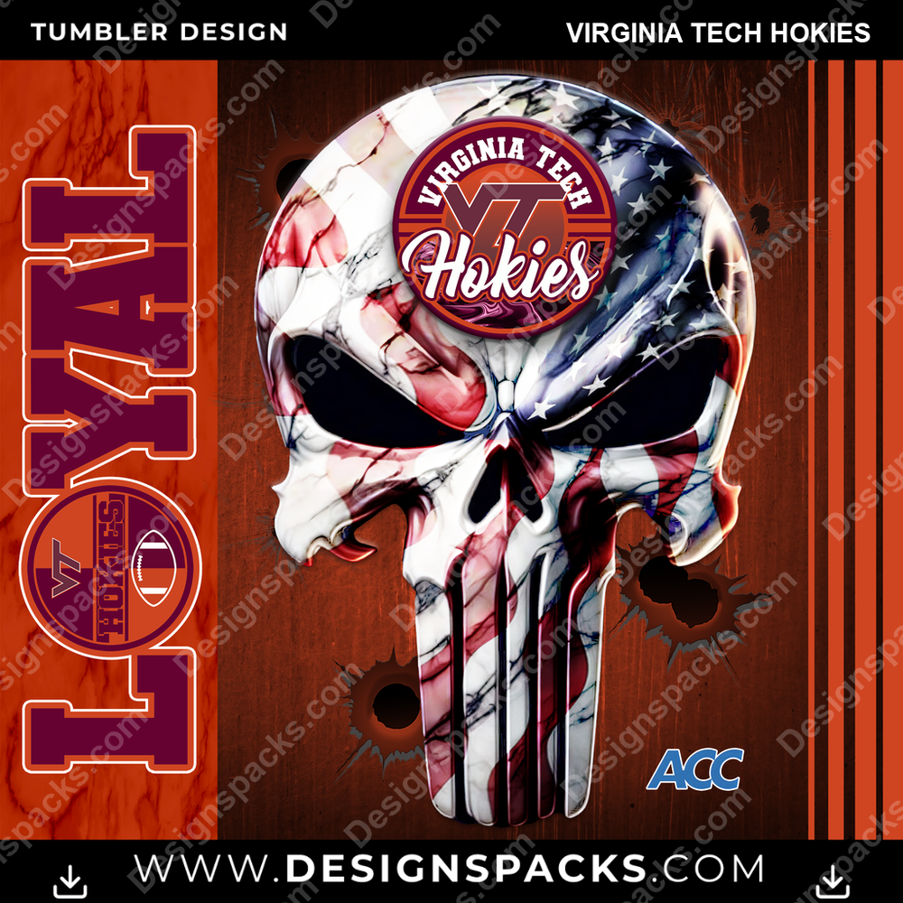 College Sport Loyal Virginia Tech Hokies Tumbler Digital Wrap Design