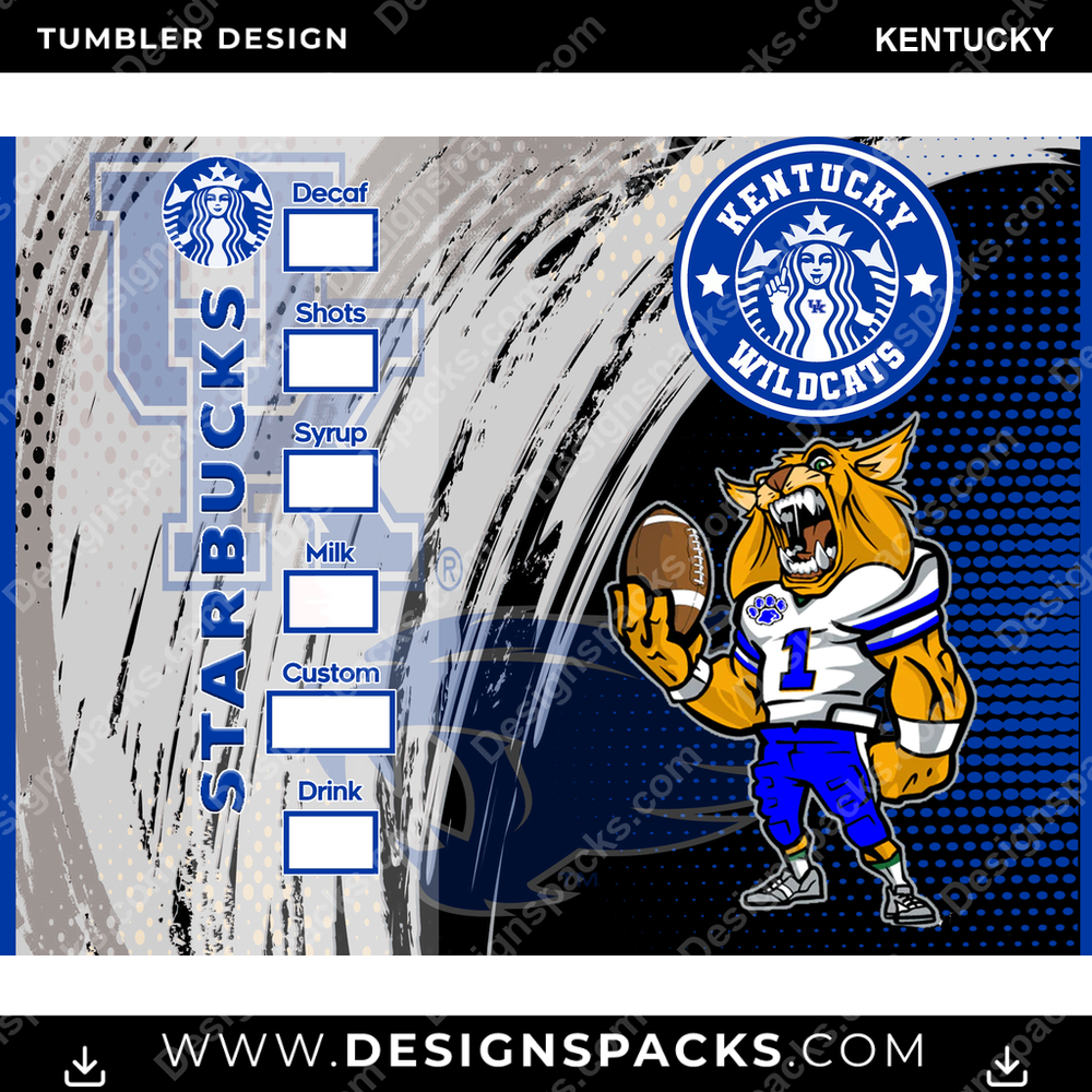 College Sport Starbucks Kentucky NCAA College Sport Tumbler Digital Wrap Design Download