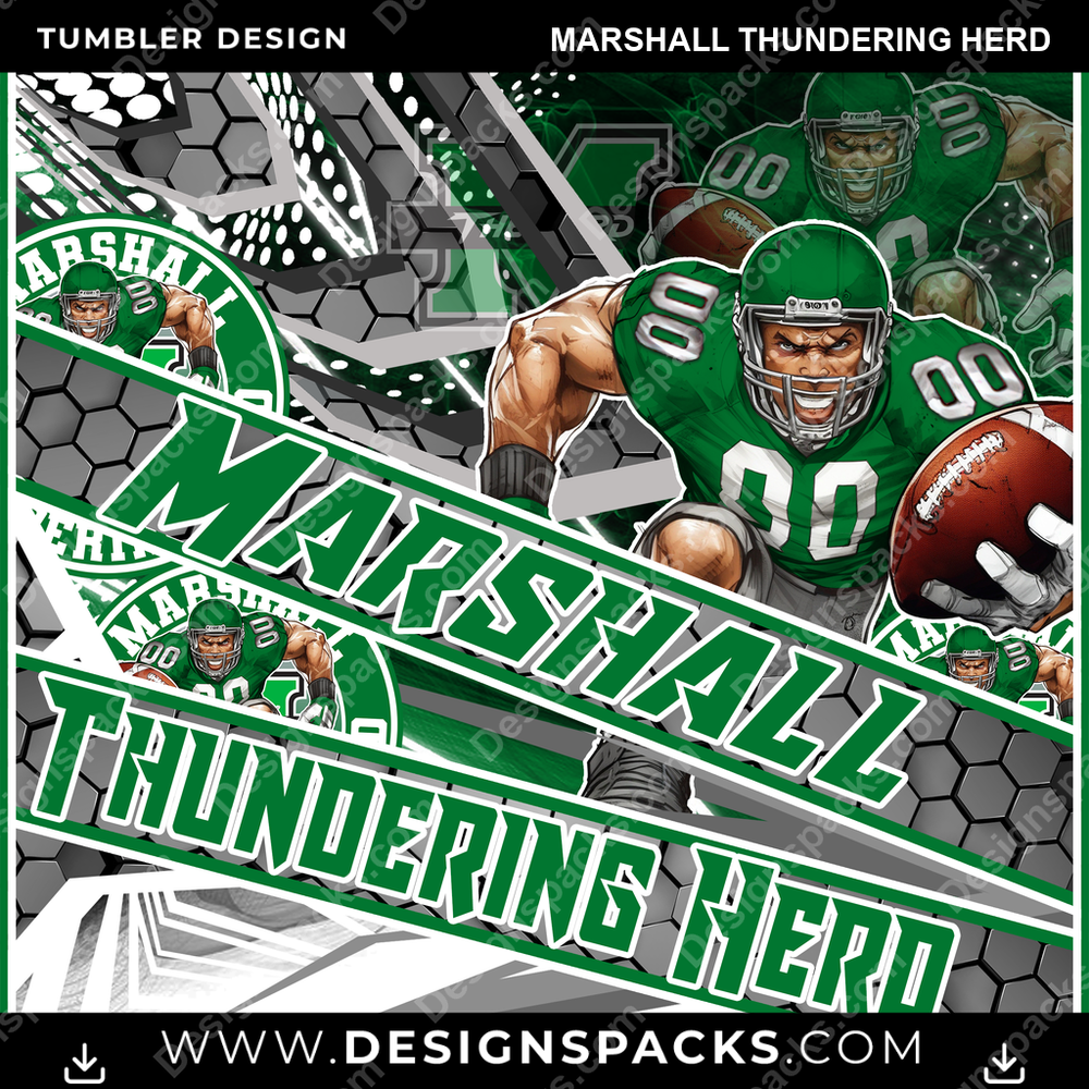 College Sport Fathead Marshall Thundering Herd Tumbler Digital Wrap Design