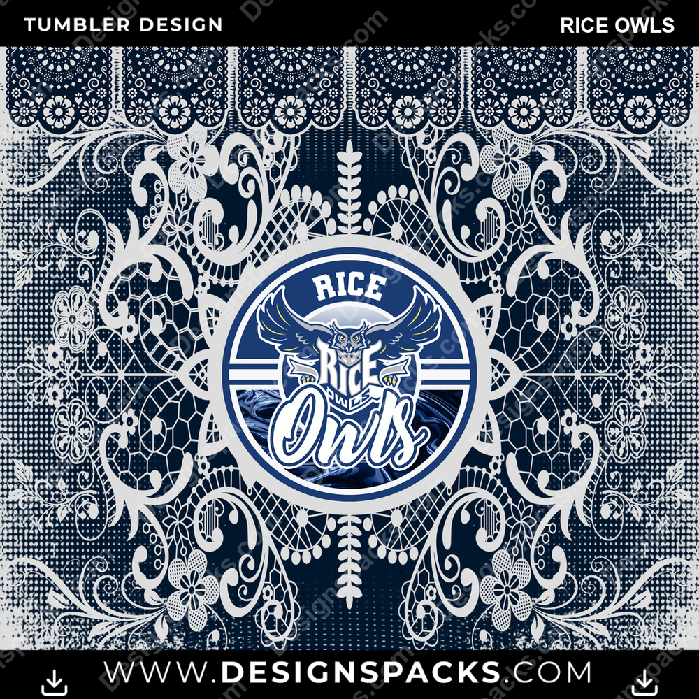 College Sport Lace & Logo Rice Owls NCAA College Sport Tumbler Digital Wrap Design Download