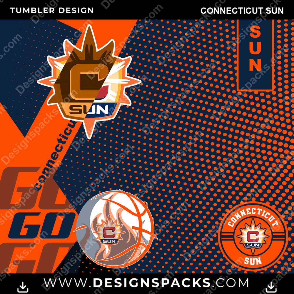 Basketball GO Connecticut Sun Tumbler Digital Wrap Design