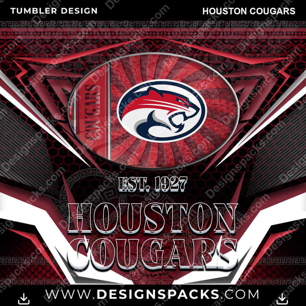 College Sport Tribal Houston Cougars NCAA College Sport Tumbler Digital Wrap Design Download