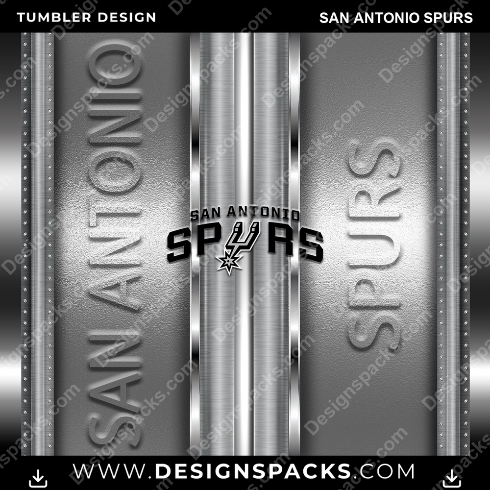 Basketball Metallic San Antonio Spurs Tumbler Digital Wrap Design