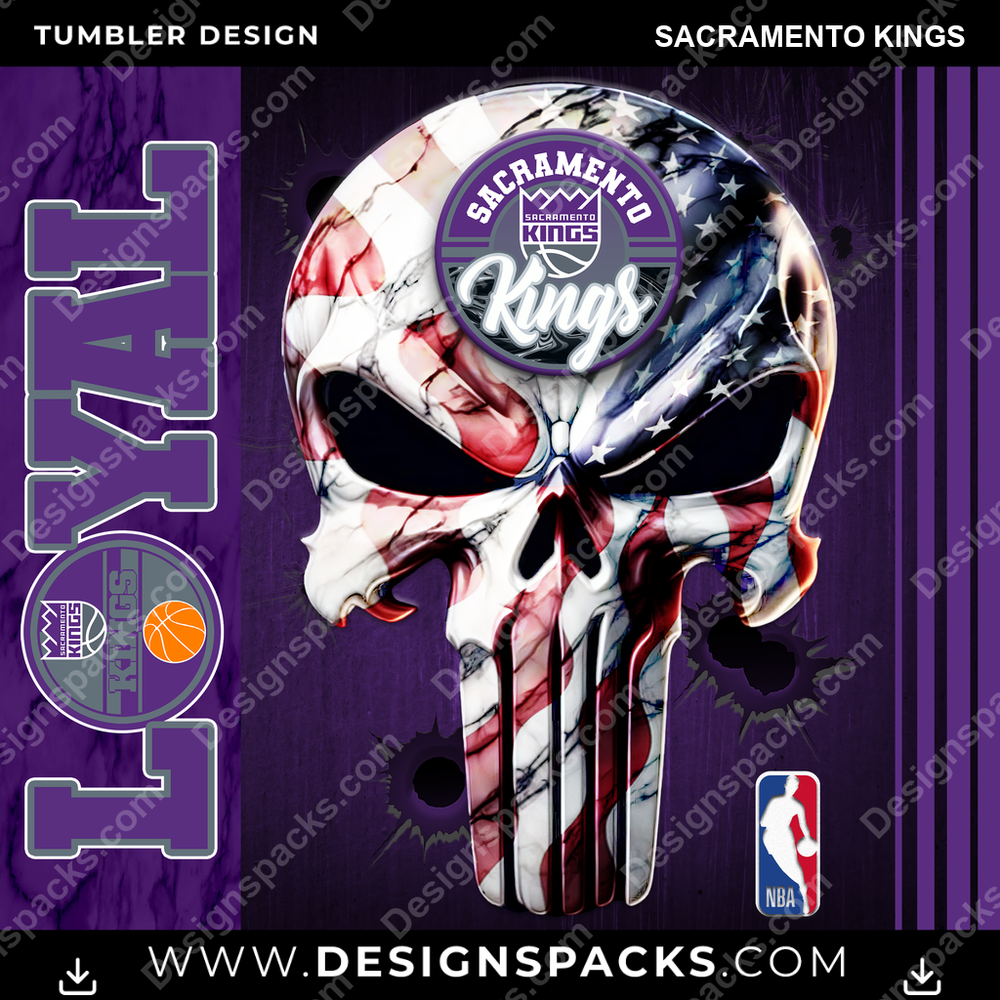 Basketball Loyal Sacramento Kings Tumbler Digital Wrap Design