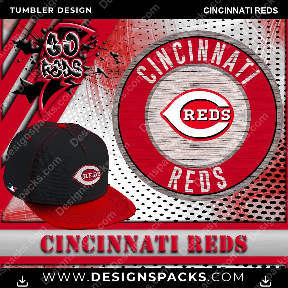 Baseball Go Team Cincinnati Reds Tumbler Digital Wrap Design