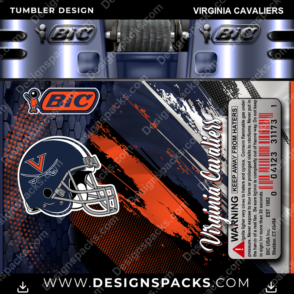 College Sport BIC Lighter Virginia Cavaliers Tumbler Digital Wrap Design