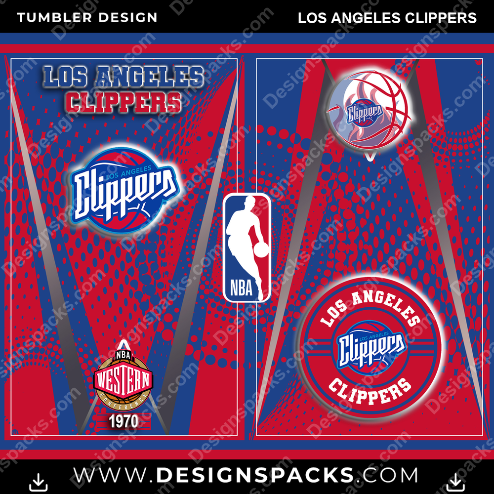 Basketball Team Logo Los Angeles Clippers NBA Basketball Tumbler Digital Wrap Design Download