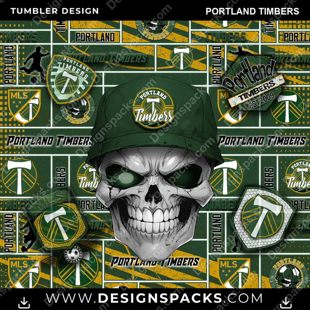 Soccer Skull Portland Timbers Tumbler Digital Wrap Design