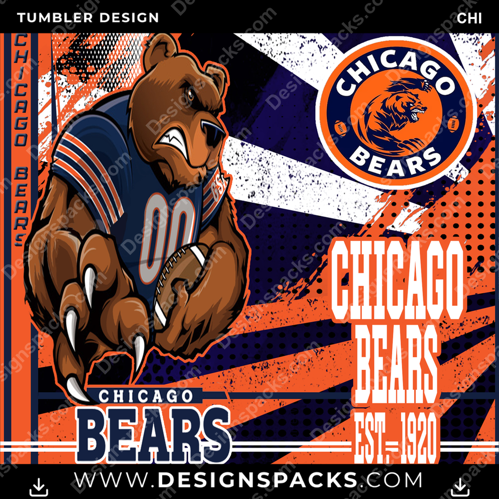 Football Mascot CHI Tumbler Digital Wrap Design