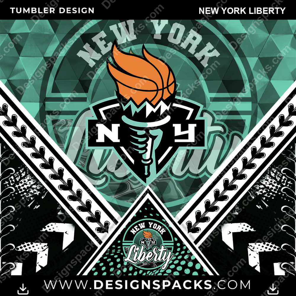 Basketball Diamond New York Liberty Tumbler Digital Wrap Design