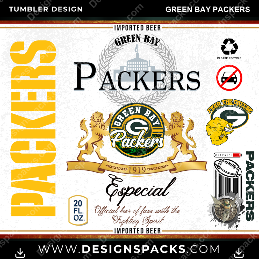 Football Modelo Green Bay Packers Becher Digitales Wrap Design