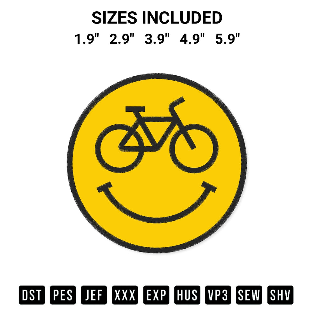 Stitch like a pro with the Bike Smiley Icon Embroidery Design embroidery pattern from Designspacks.com. High-quality digital machine embroidery file. Available sizes: 1.9", 2.9", 3.9", 4.9", 5.9".