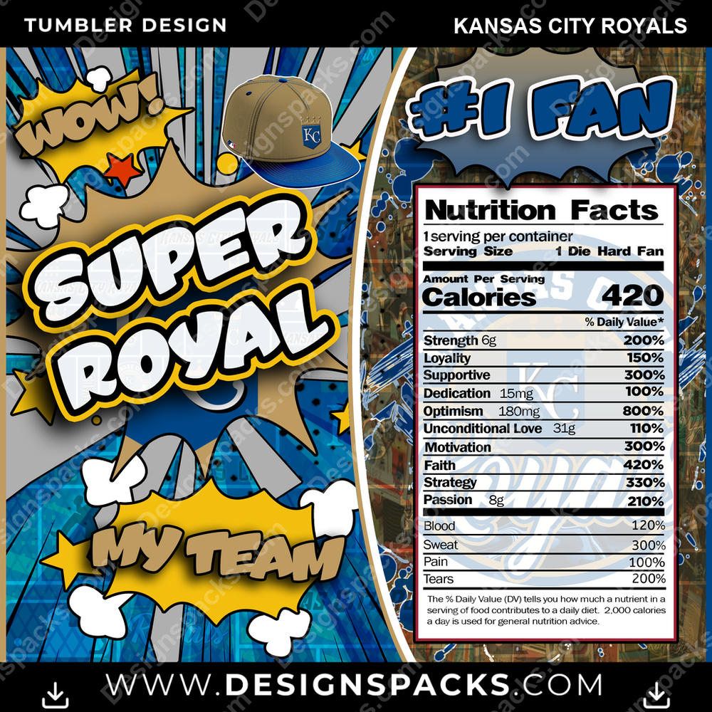 Baseball Super Team Kansas City Royals Tumbler Digital Wrap Design