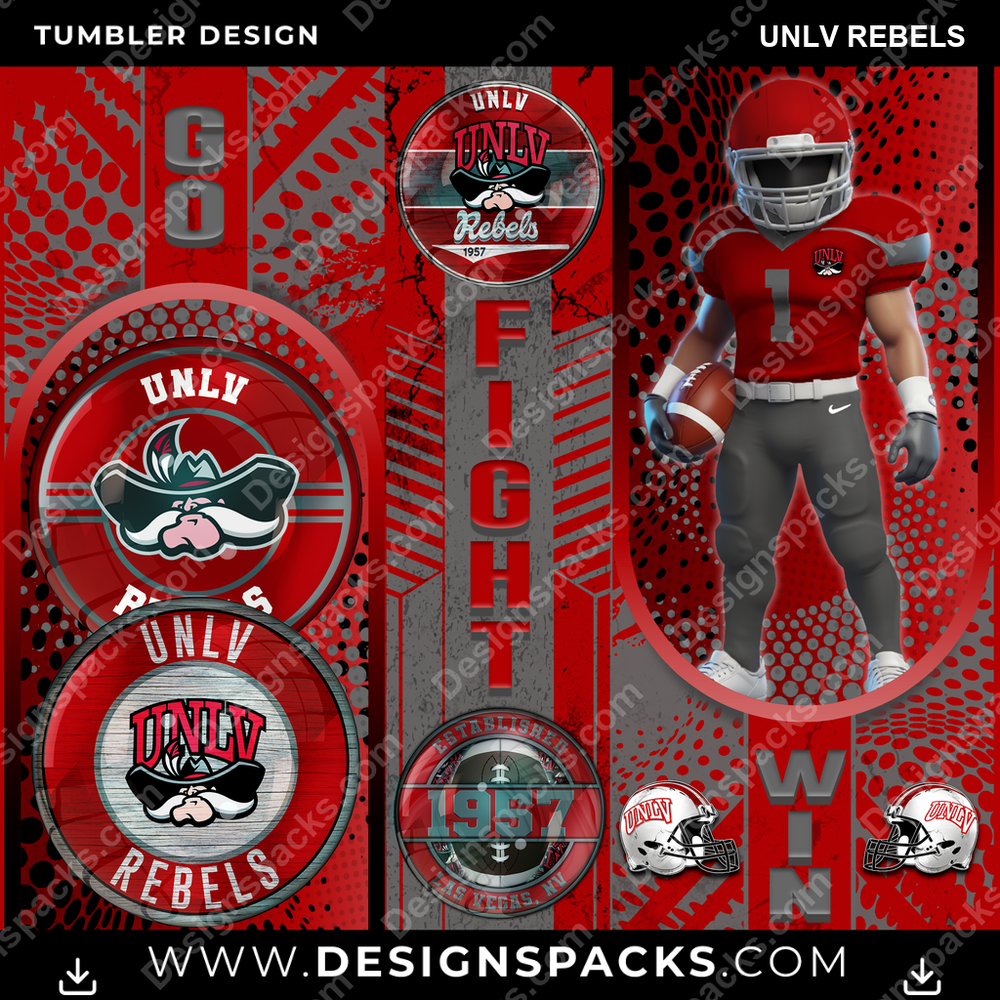 College Sport Go Fight Win UNLV Rebels NCAA College Sport Tumbler Digital Wrap Design Download