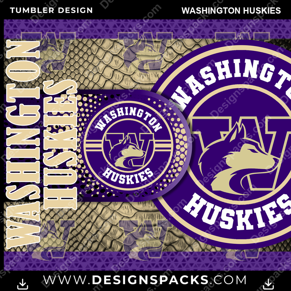 College Sport Hyper Washington Huskies Tumbler Digital Wrap Design