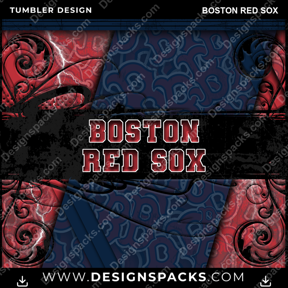 Baseball Elegant Boston Red Sox Tumbler Digital Wrap Design