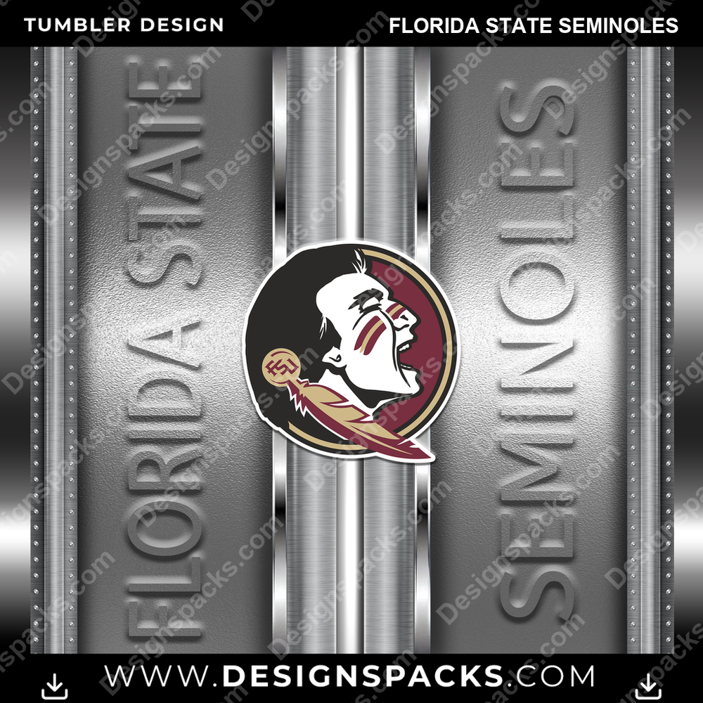 College Sport Metallic Florida State Seminoles NCAA College Sport Tumbler Digital Wrap Design Download