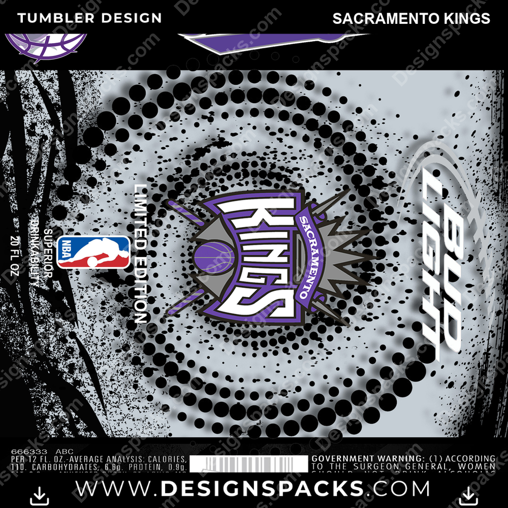 Basketball Bud Sacramento Kings Tumbler Digital Wrap Design