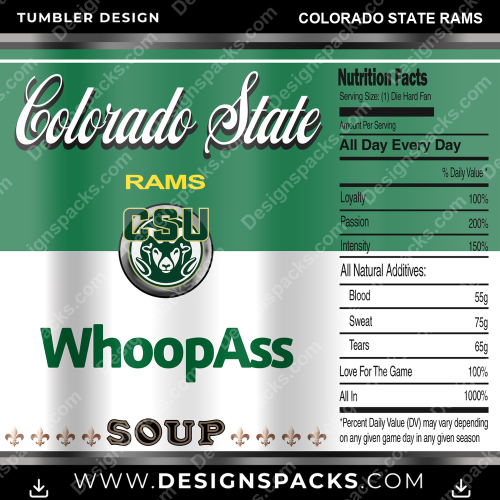 College Sport Soup Can Colorado State Rams NCAA College Sport Tumbler Digital Wrap Design Download