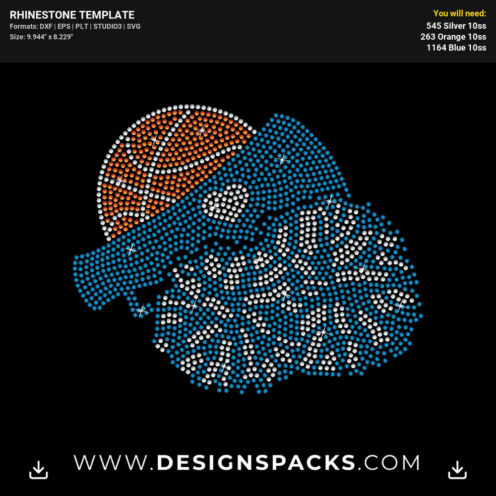 Basketball Cheer Team Spirit Graphic Rhinestone Digital Template