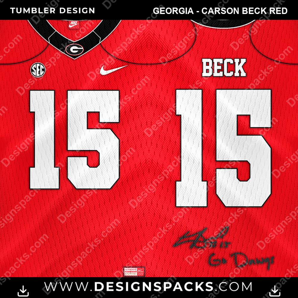 College Sport Jersey GEORGIA - Carson Beck RED NCAA College Sport Tumbler Digital Wrap Design Download