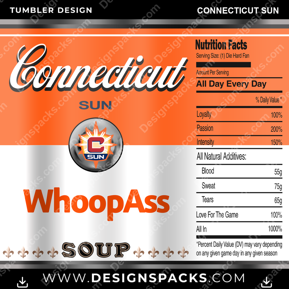 Basketball Soup Can Connecticut Sun Tumbler Digital Wrap Design