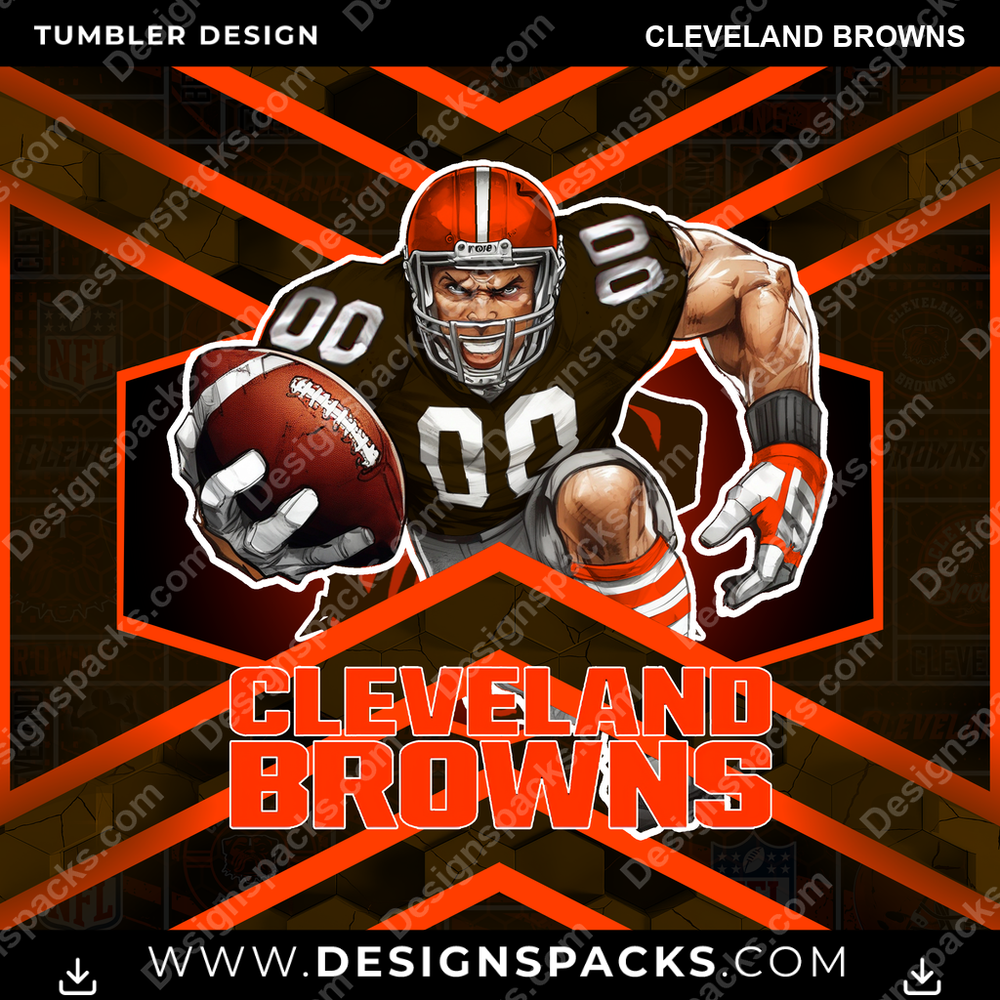 Football Honeycomb Cleveland Browns Tumbler Digital Wrap Design