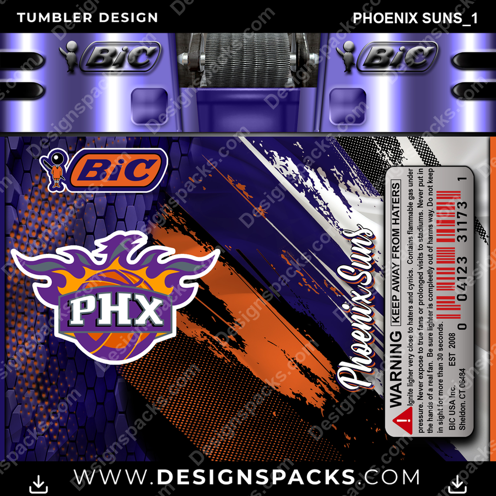 Basketball BIC Lighter Phoenix Suns_1 Tumbler Digital Wrap Design